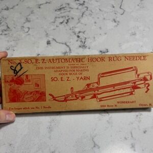 Vintage Wonderart SO. E. Z. Automatic Hook Rug Needle‎ Tool in Box Chicago